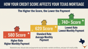 How your score affects your mortgage How credit score changes monthly mortgage payment in Texas