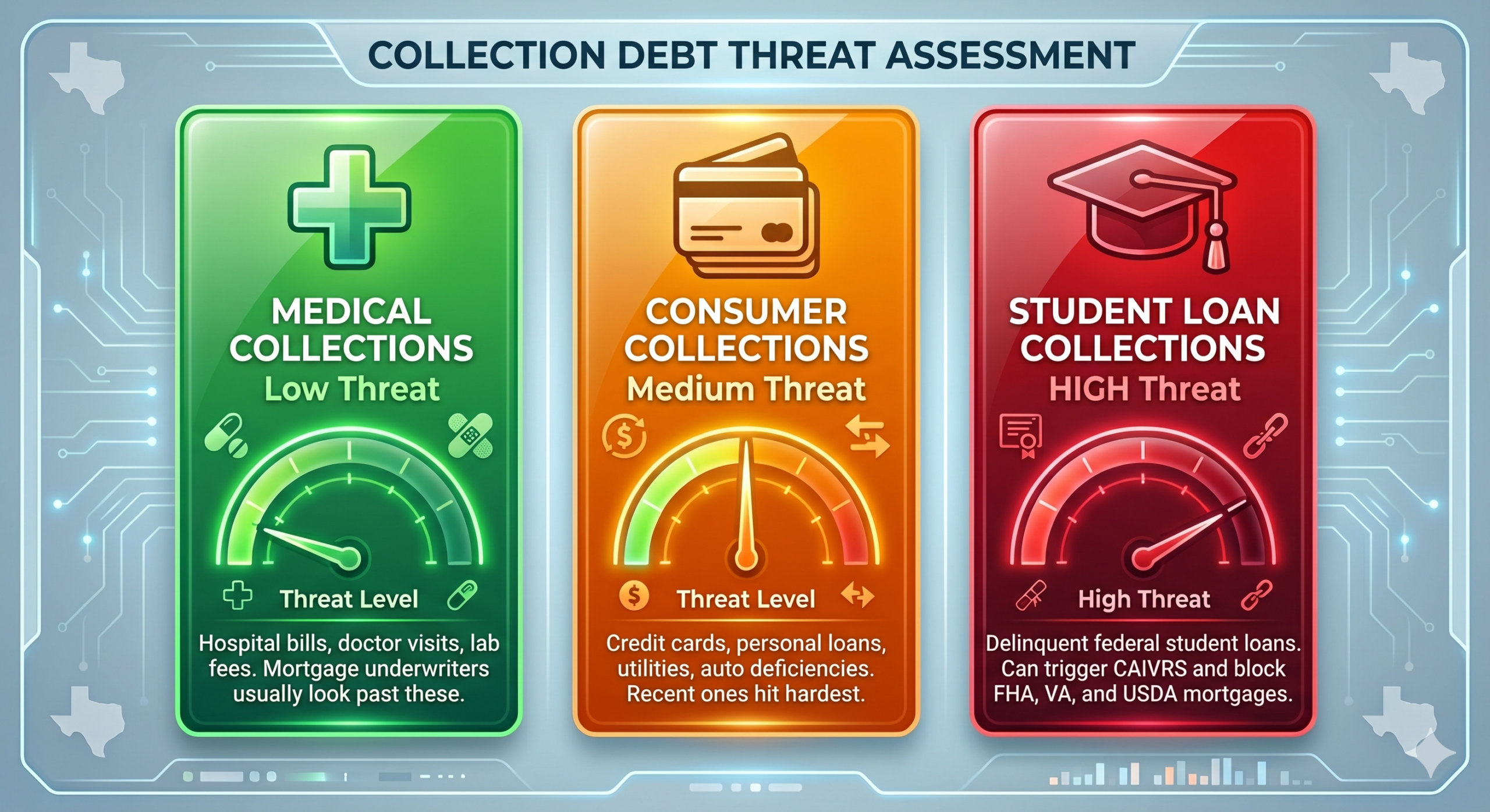 Three types of collections and how they affect a Texas mortgage